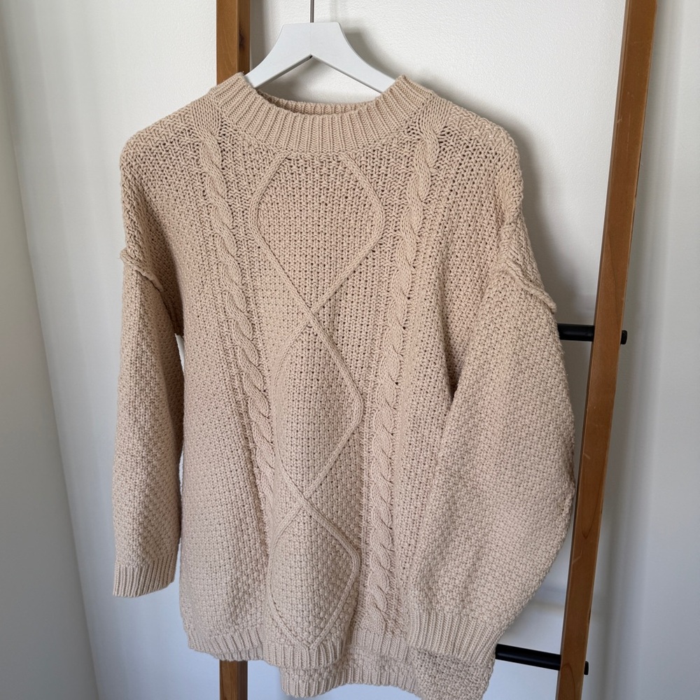 Neuflora Winchester Oversized Sweater Beige Size Small 100% Cotton